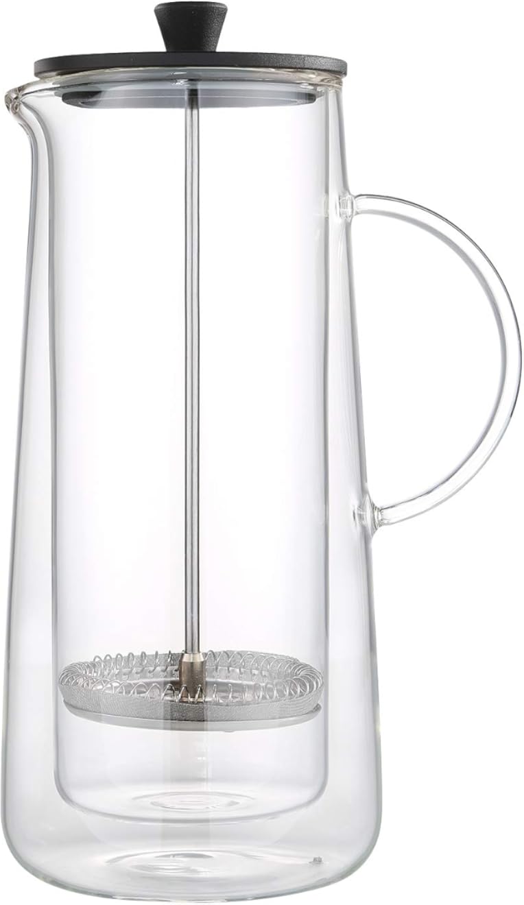 Zassenhaus Aroma Double Wall Glass French Press - 25-Ounce Coffee Maker - No Plastic Double-Wall French Press